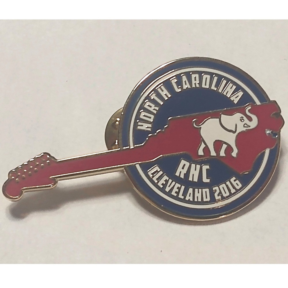 VINTAGE 2016 RNC Cleveland North Carolina Guitar Pin‎ Political GOP Americana